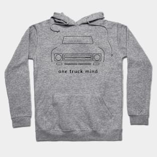 International Harvester Scout "one truck mind" black outline graphic Hoodie